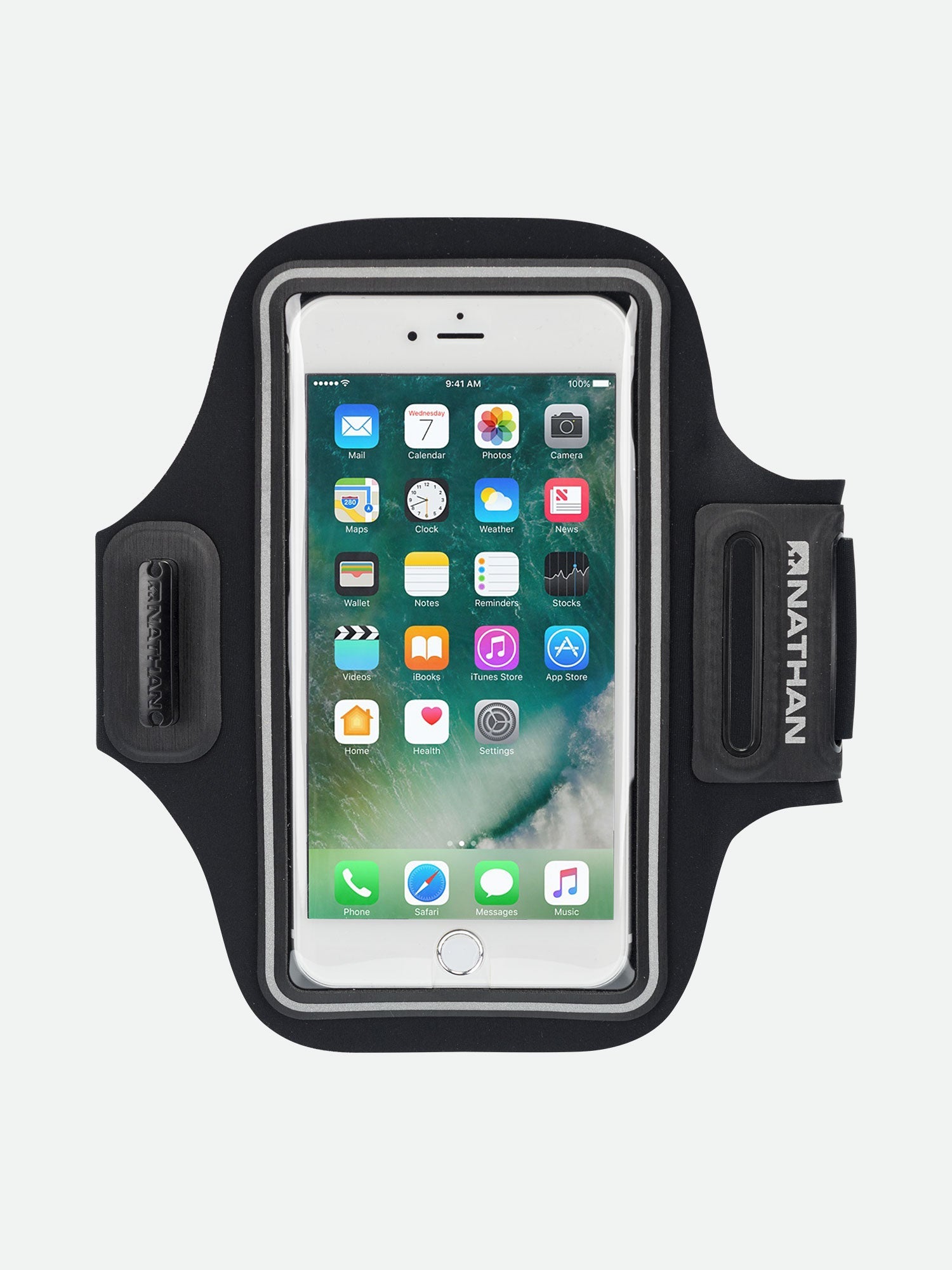 nathan-stridesport-smartphone-carrier-laufarmband-mit-clearview-fenster-black image 1